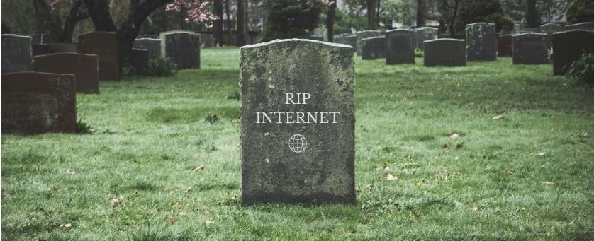 Gravestone representing dead internet theory
